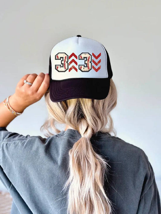 BRUINS 3 Up Baseball DTF Printed Black & White Foam Trucker Hat