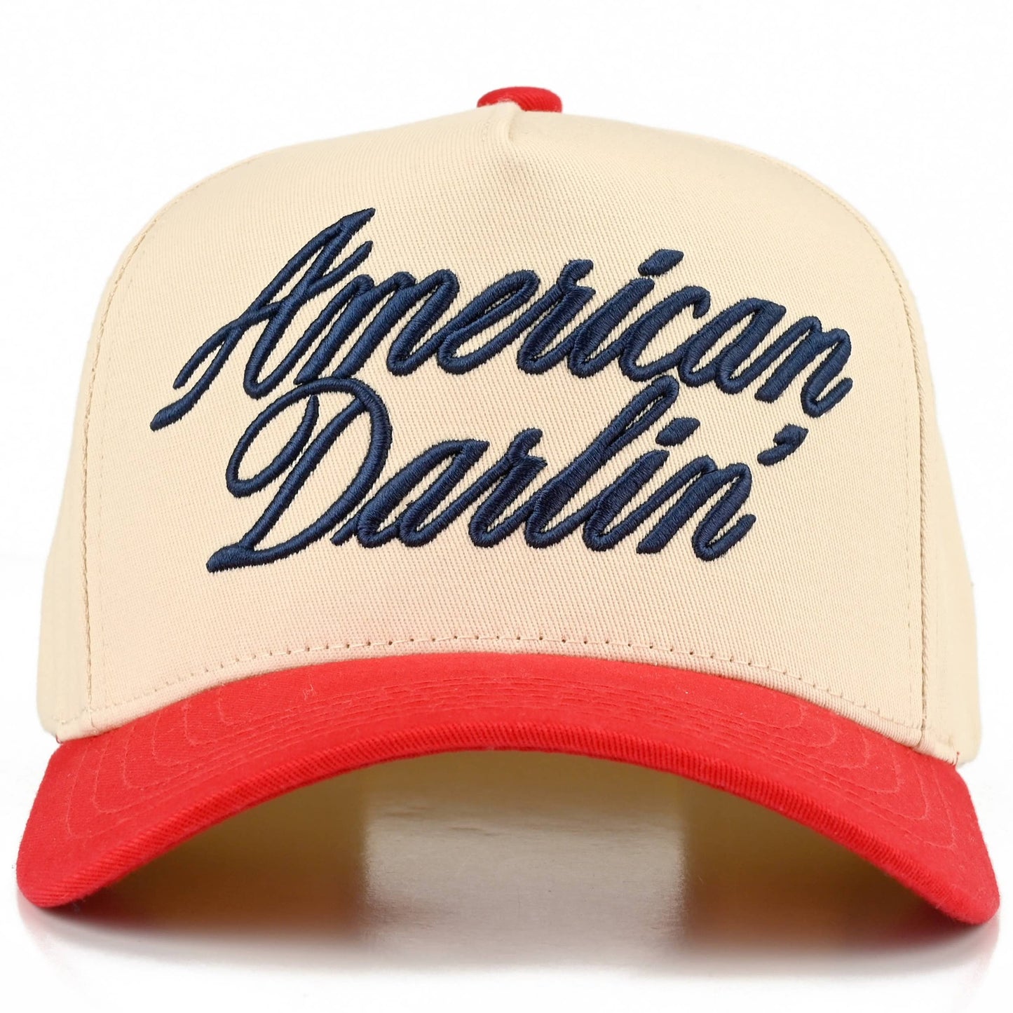 C.C AMERICAN DARLIN' Letter on Two Tone Trucker Hat: Leopard