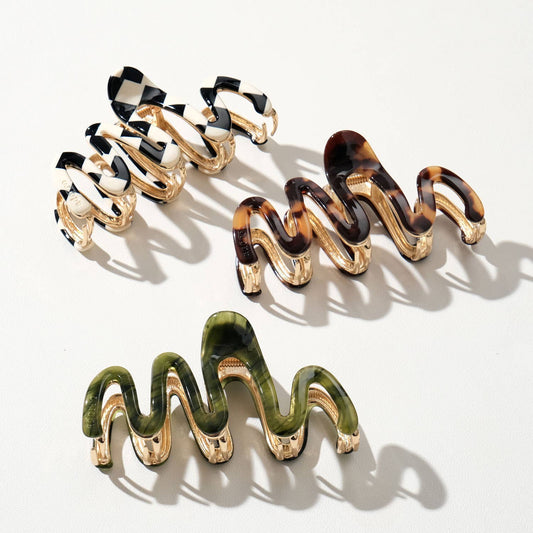 Willow Vintage | Large Squiggle Metal Claw Clip: Assorted