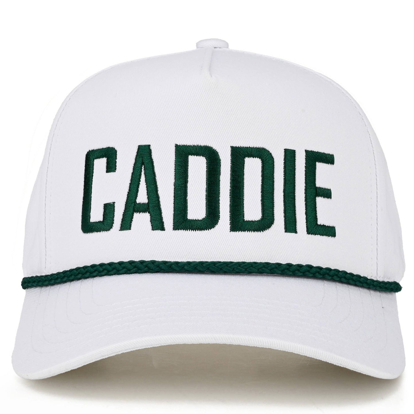 C.C CADDIE Letter with Rope on Two Tone Trucker Hat: White/Green