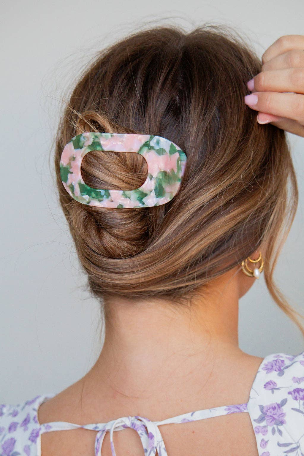 Acetate Circle Cutout Flat Claw Clips: Pink and Green