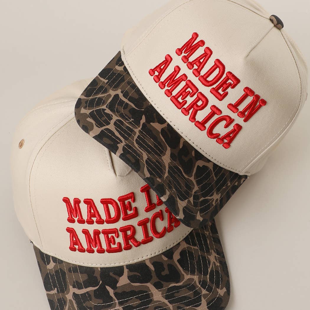 MADE IN AMERICA 3D Embroidered Two-Tone Leopard Brim Trucker: LPD / One Size