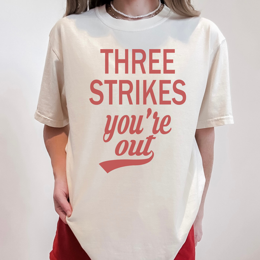 BRUINS Three Strikes You're Out Baseball Tee Shirt: M