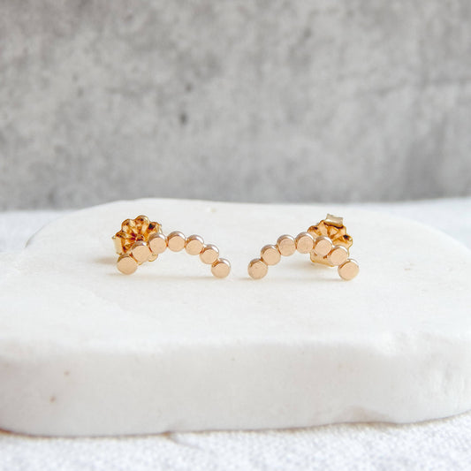 Dotted Arc Stud Earrings - 14k Gold Fill & Sterling Silver: Silver