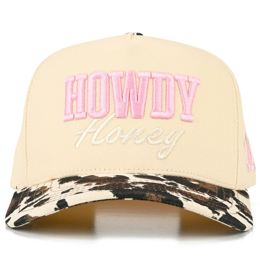 C.C HOWDY HONEY Letter Embroidered on Two Tone Trucker Hat: Cow
