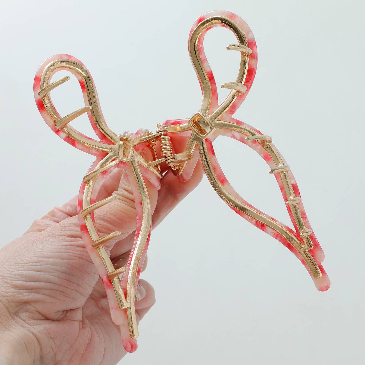 Sabrina Rosé | Large Ribbon Metal Bow Claw Clip: Assorted