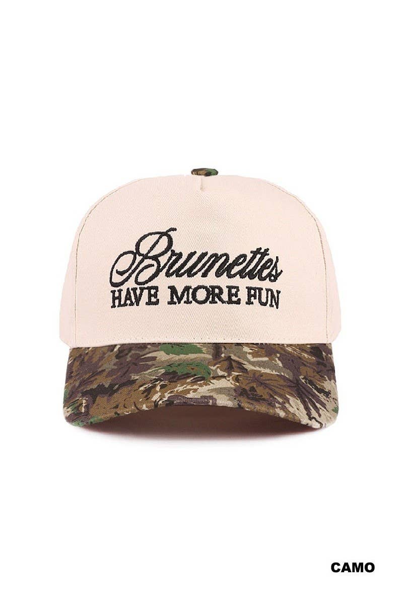 Brunettes Have More Fun Two-tone Canvas Cotton Hat: FLORAL