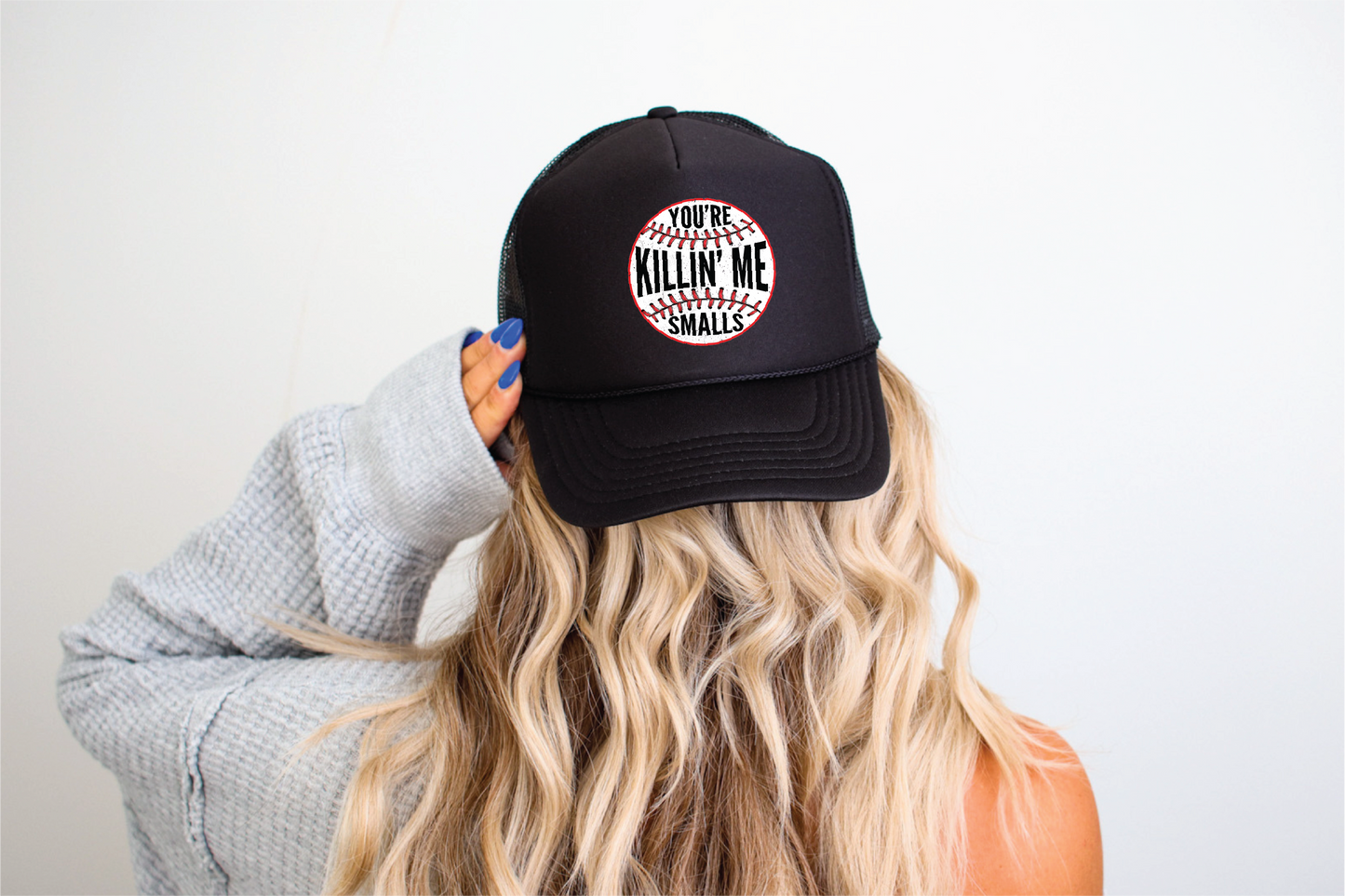 BRUINS You're Killin Me Smalls Baseball DTF Printed Black Foam Trucker Hat
