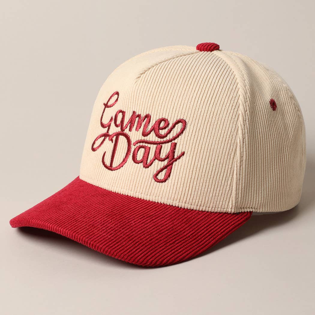 Game Day Corduroy Trucker Baseball Cap: Red