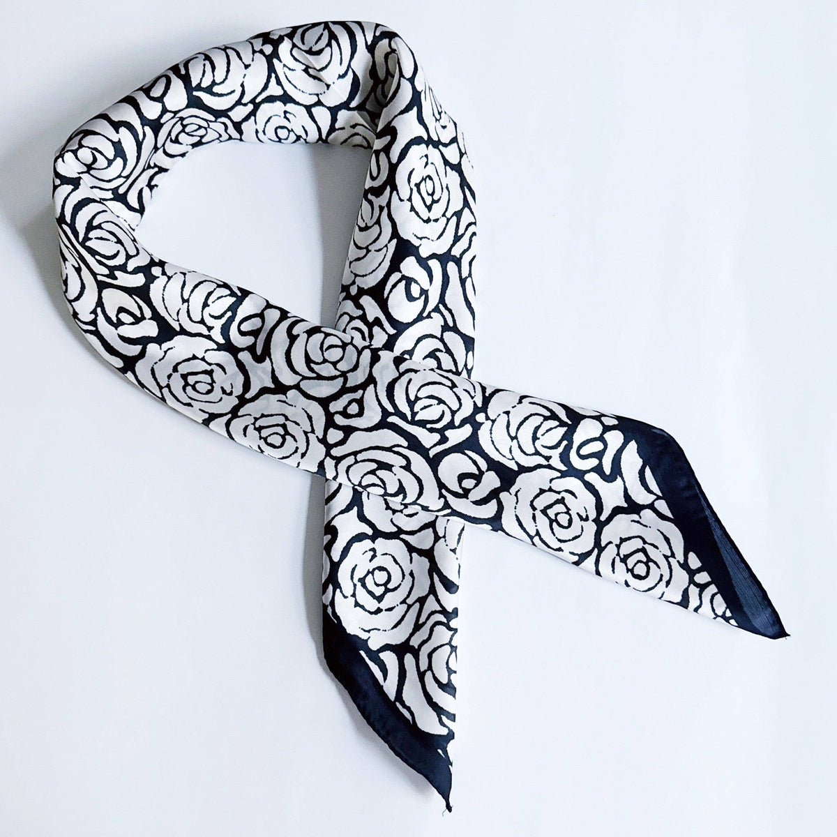 Silky Muse Satin Square Scarf - Khaki Paisley