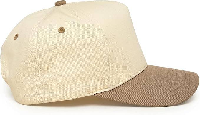 Two Tone Vintage Snapback Hat - Khaki/Beige
