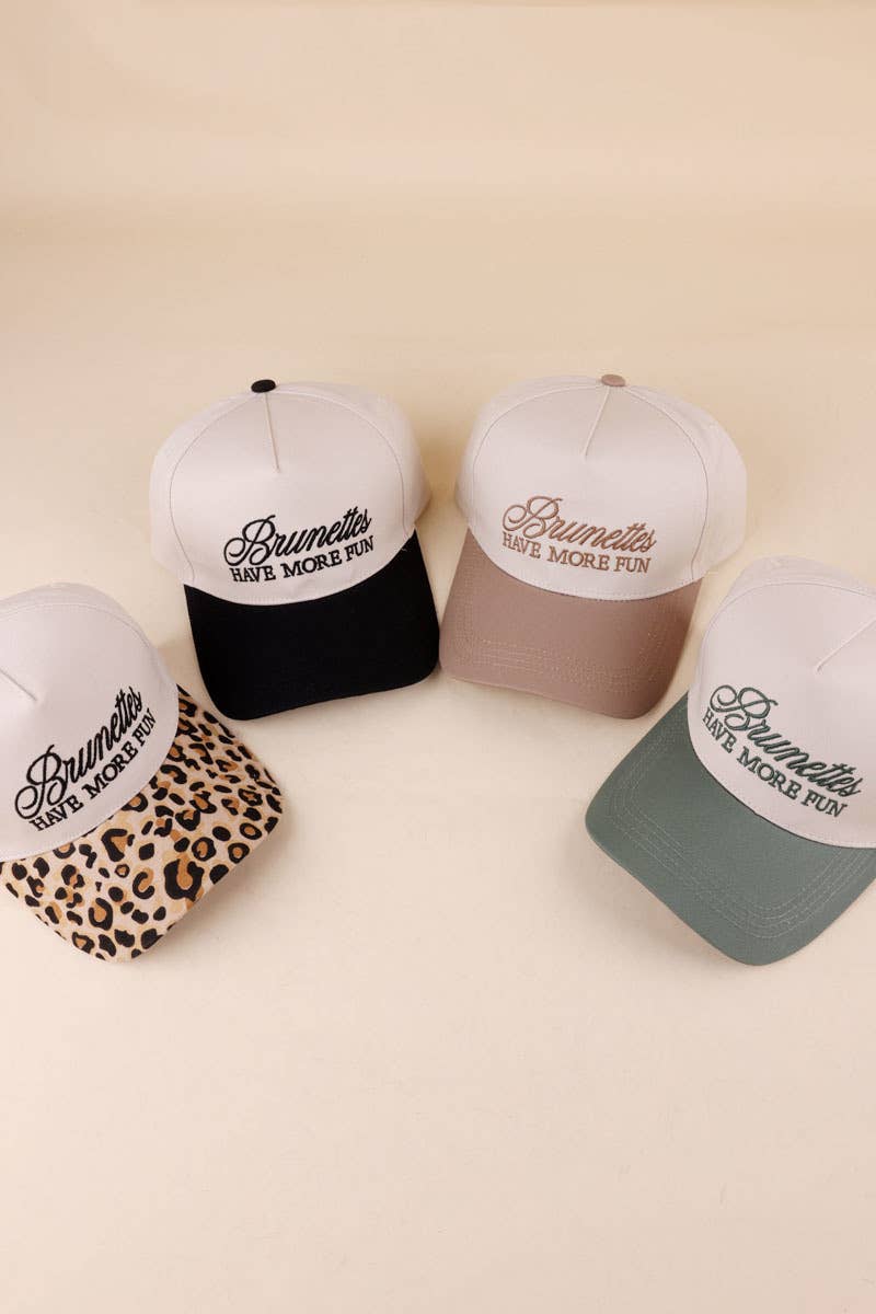 Brunettes Have More Fun Two-tone Canvas Cotton Hat: FLORAL