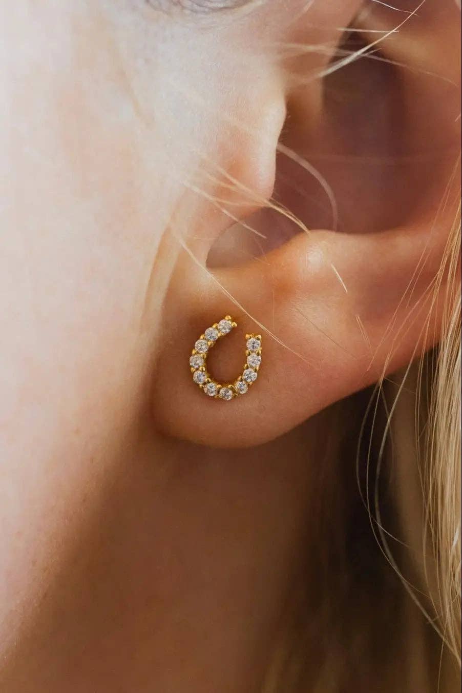 Luxe Horseshoe Earrings: Silver