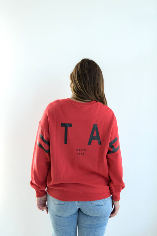 Utah Barkley Split Lantern Sleeve Crew: RED / S/M