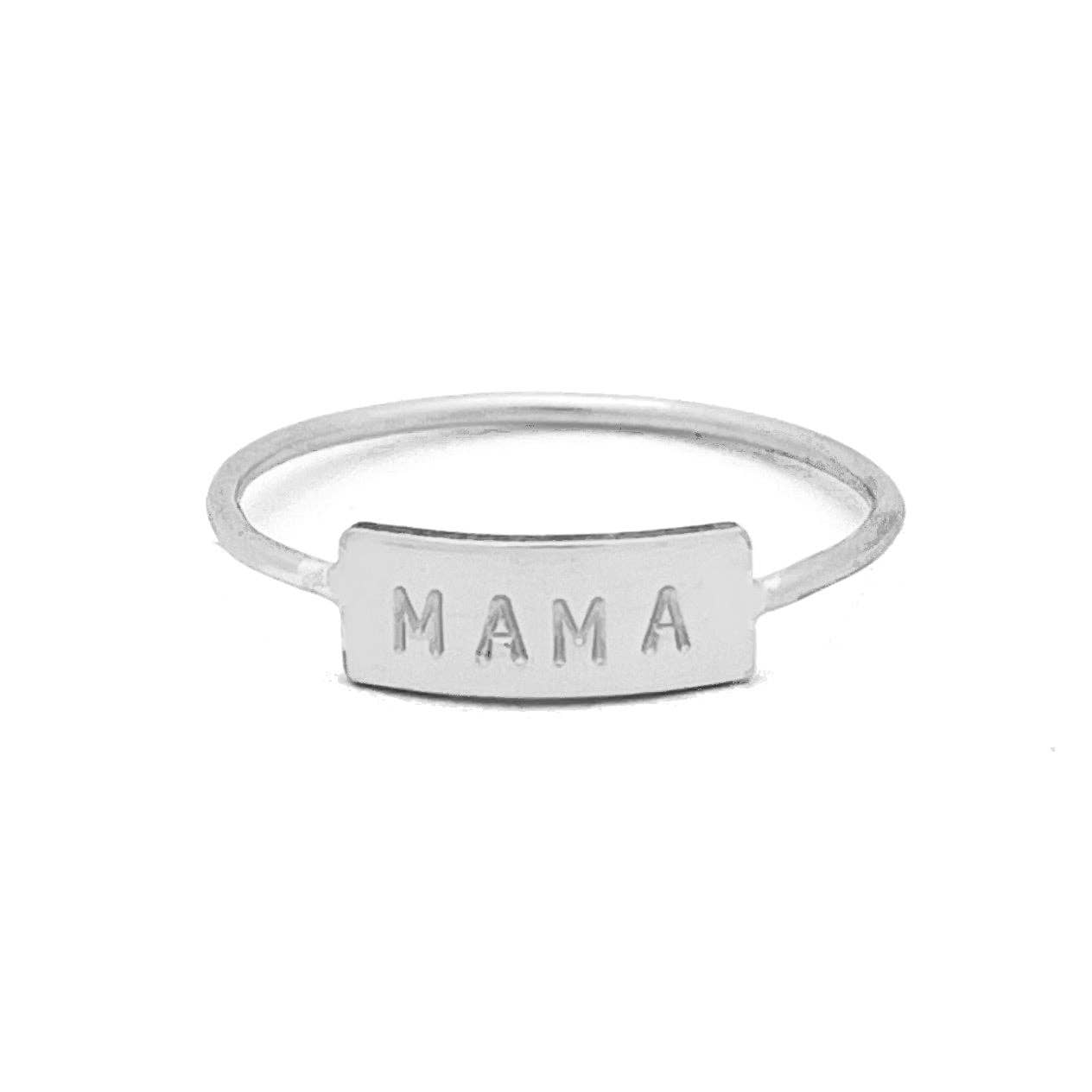 Mama Bar Ring - Waterproof, Hypoallergenic, Stacking Ring: Silver / 6