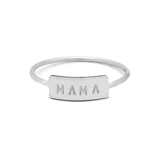 Mama Bar Ring - Waterproof, Hypoallergenic, Stacking Ring: Silver / 6