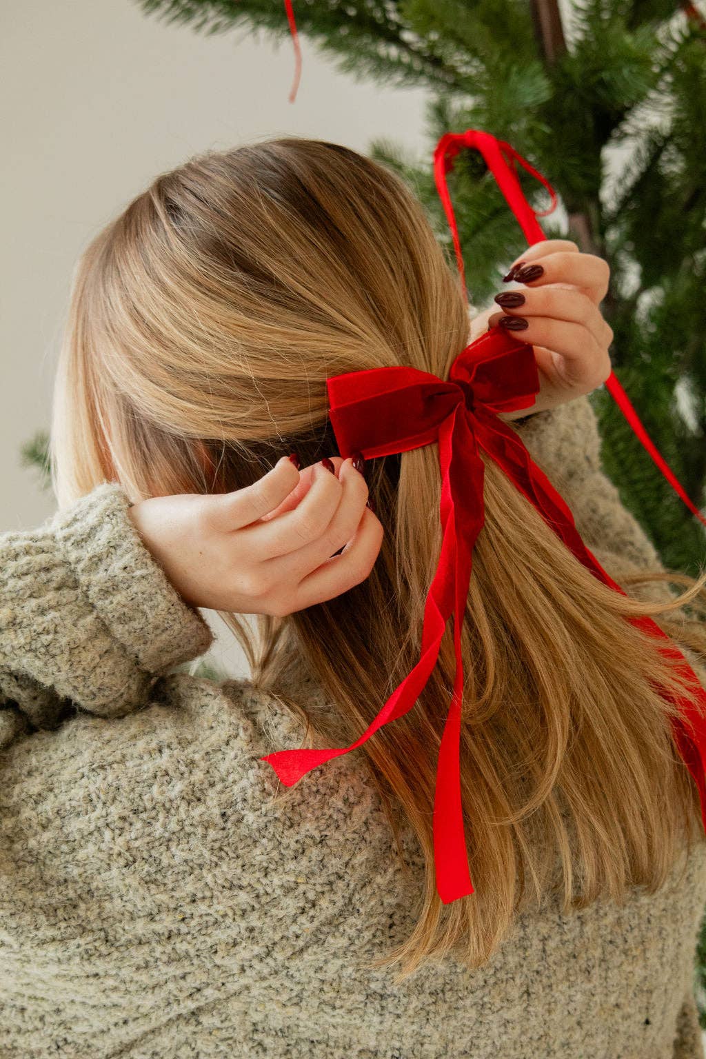 Chiffon + Velvet Bow: Red