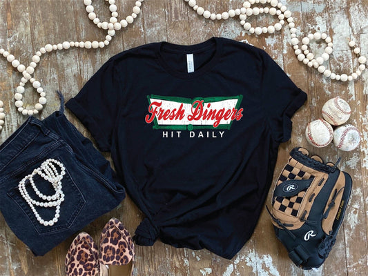 BRUINS Fresh Dingers Hit Daily Baseball/Softball Tee: Black Adult Large Tee
