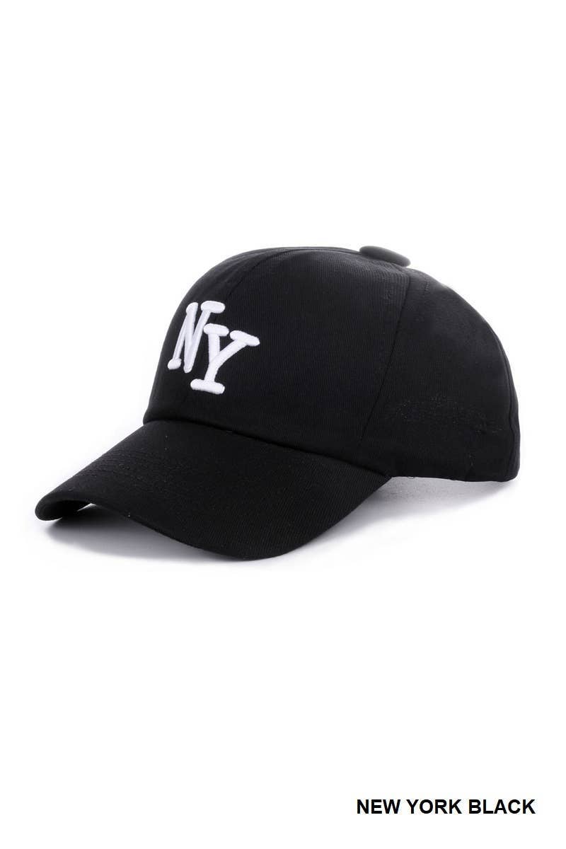 LA Embroidered Monogram Baseball Cap Hat / BLACK