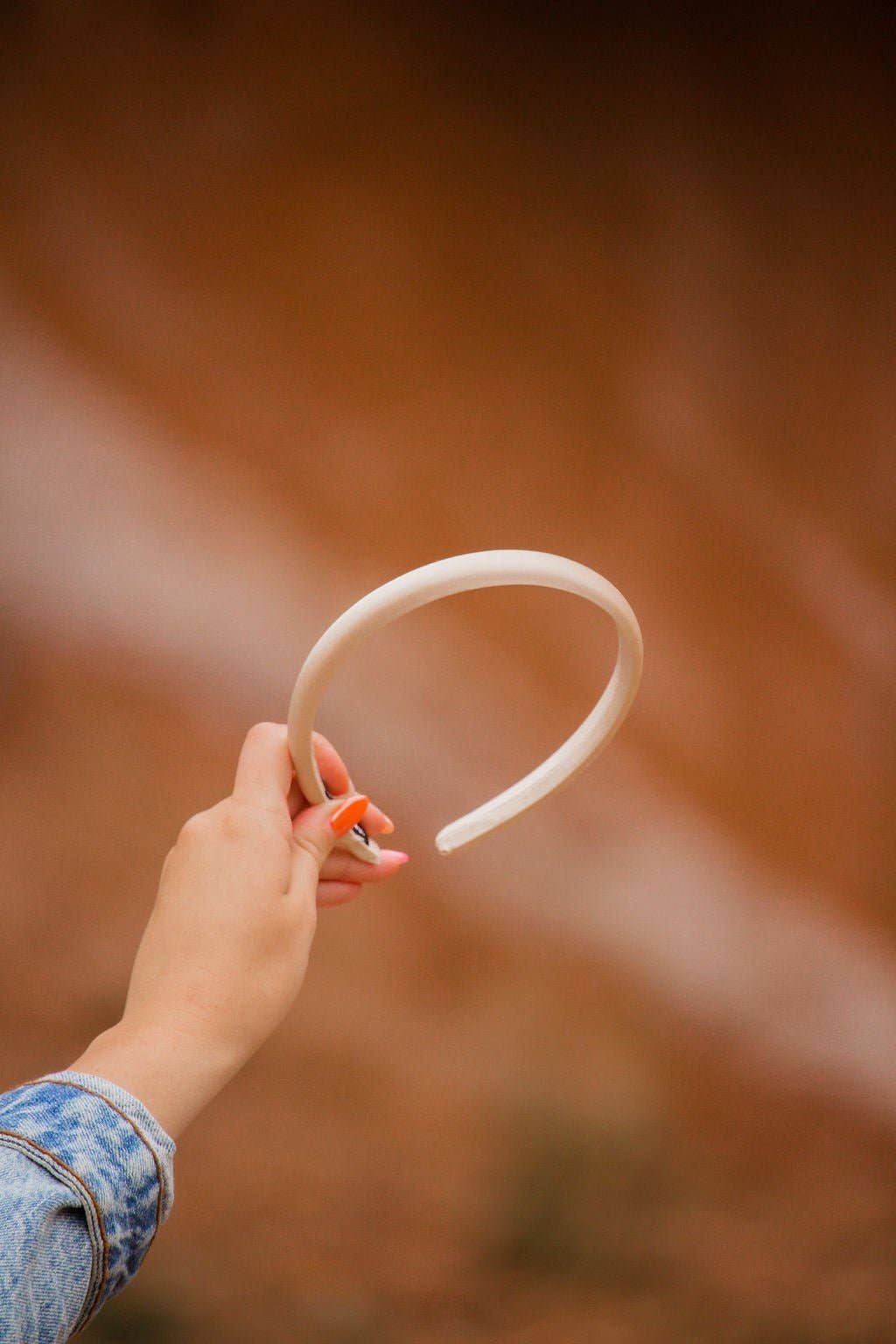 Thin Satin Headband: Brown