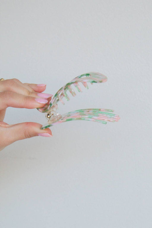 Acetate Circle Cutout Flat Claw Clips: Pink and Green