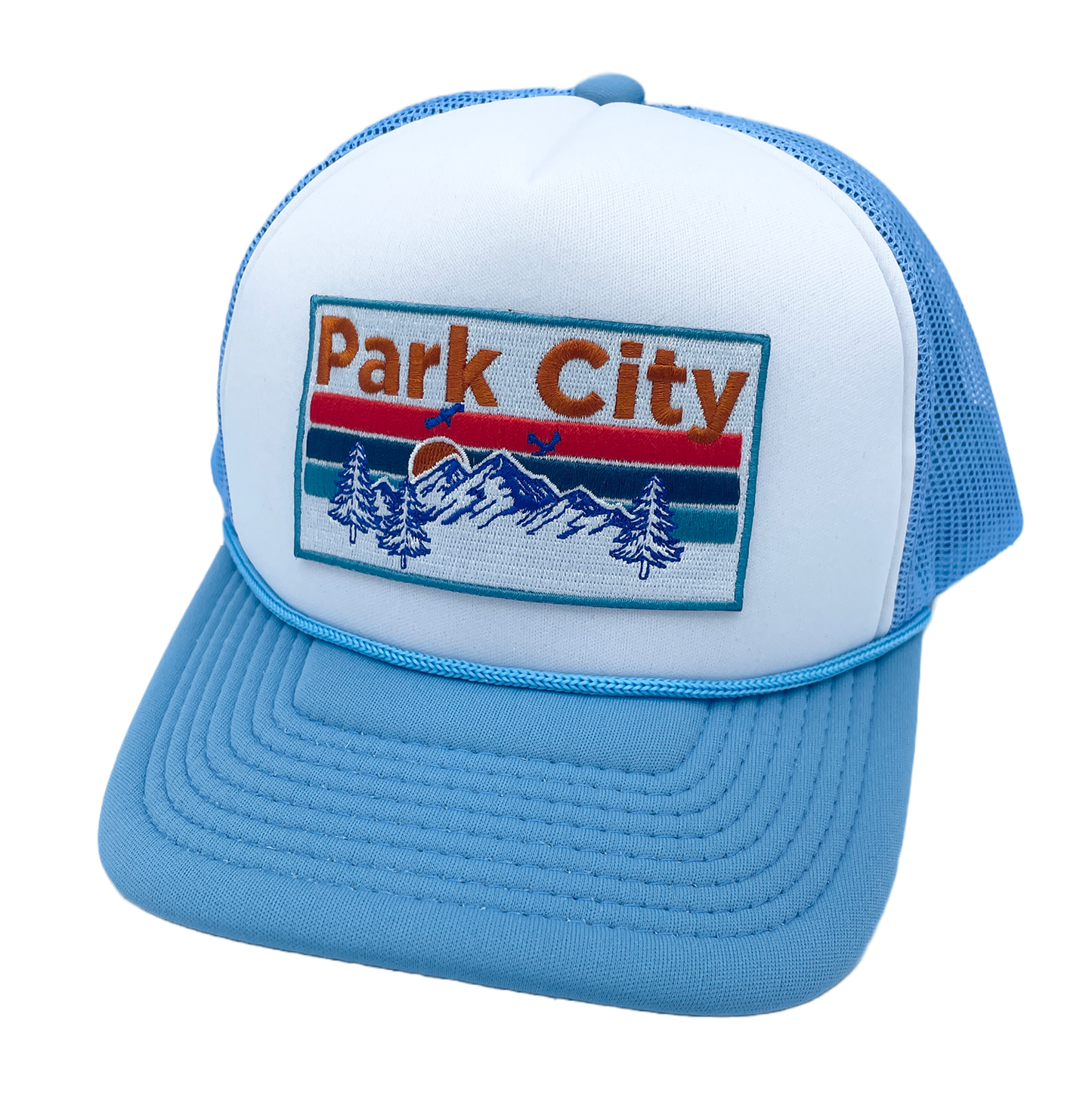 Park City, Utah Trucker Hat - Retro Mountain -  Maroon/White