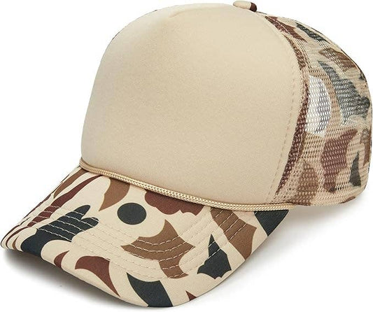 Snapback Trucker Hat - Khaki Camo