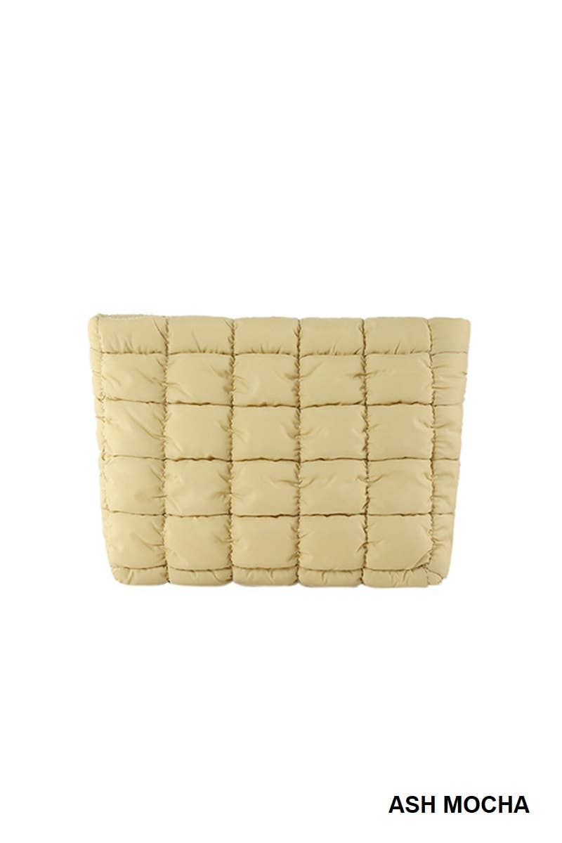 Quilted Cosmetic Makeup Pouch: BLACK