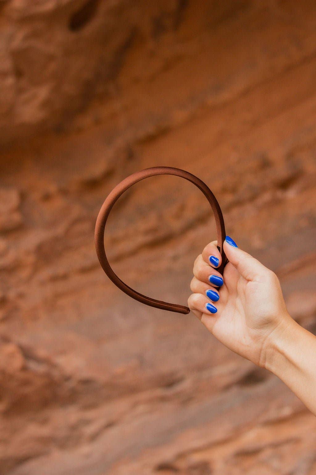 Thin Satin Headband: Brown