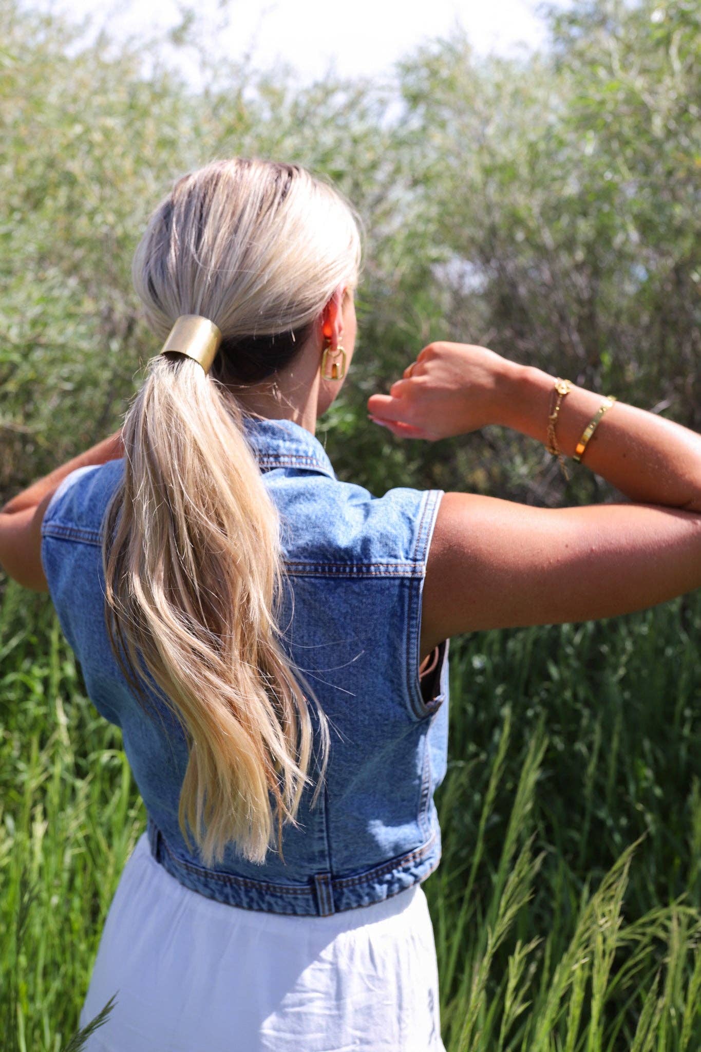 CLASSIC PONYTAIL CUFF ( GOLD + SILVER ): SILVER