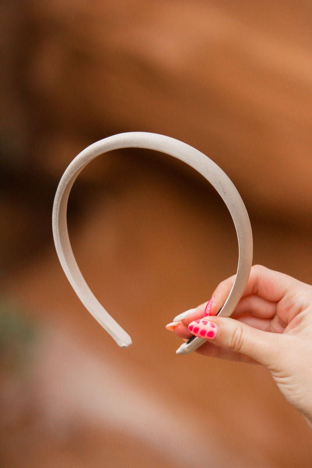 Thin Satin Headband: Brown