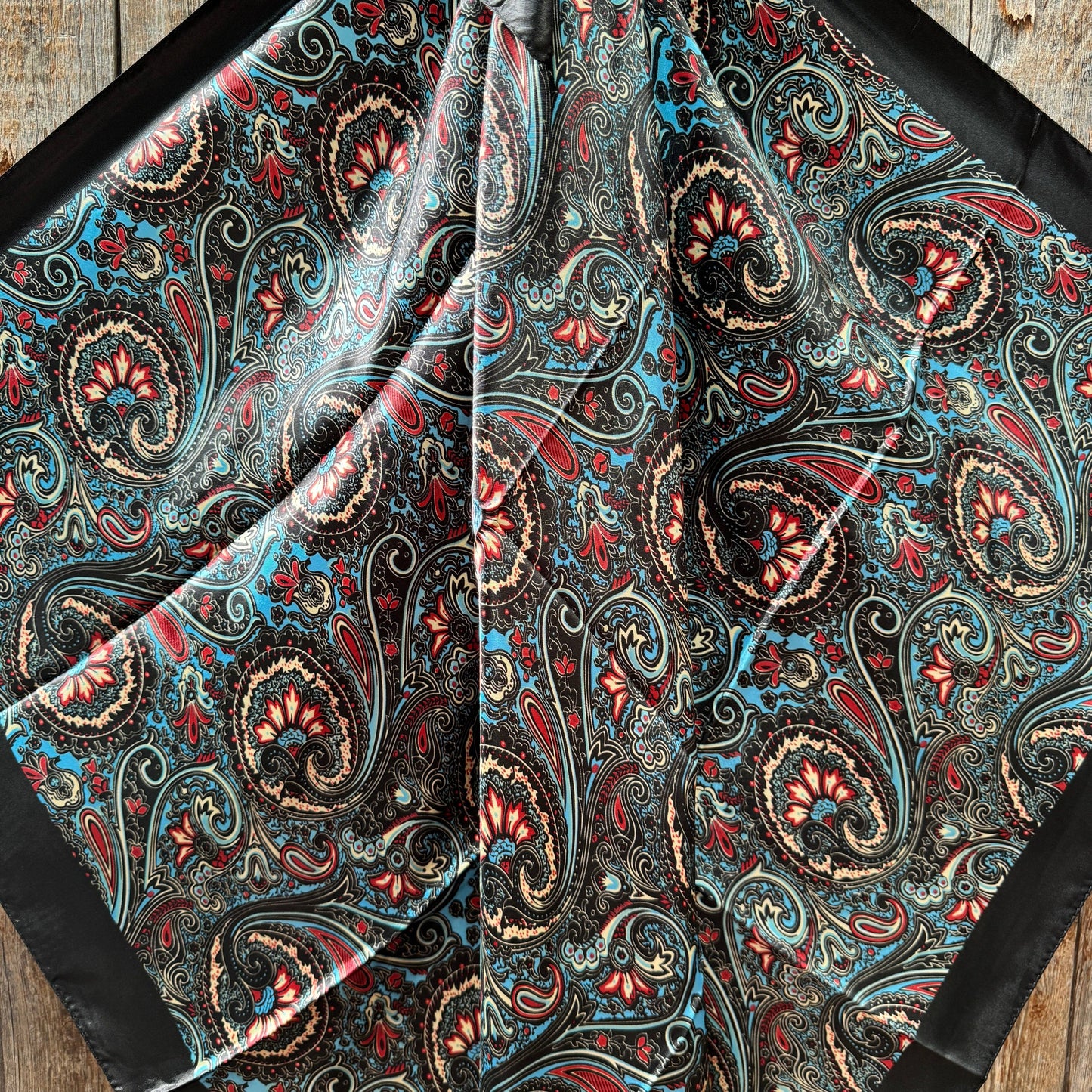 35X35" Black Floral Wild Rag/Scarf