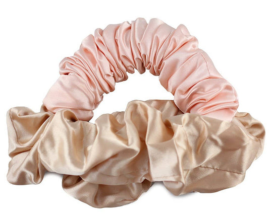Satin Heatless Curl Scrunchie: Pink/Champagne