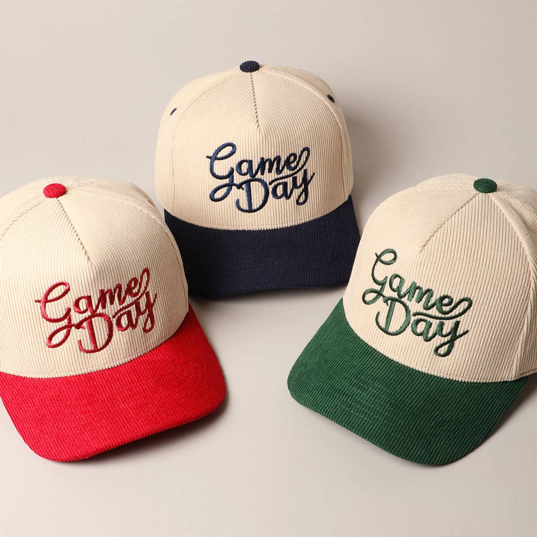 Game Day Corduroy Trucker Baseball Cap: NAVY