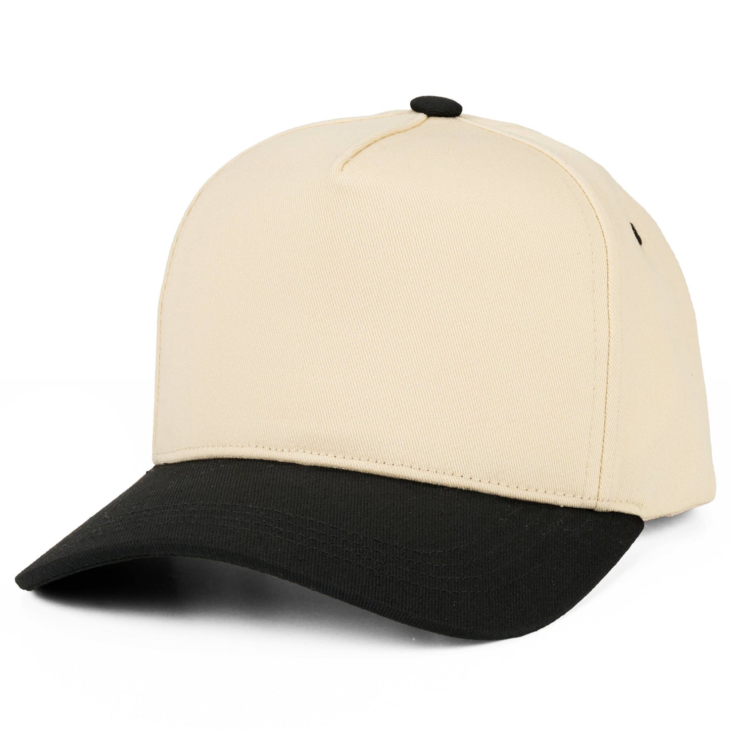 C.C Two Tone Cotton Criss-Cross Back Ponytail Trucker Hat: Black