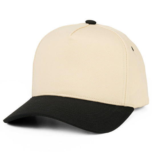 C.C Two Tone Cotton Criss-Cross Back Ponytail Trucker Hat: Black