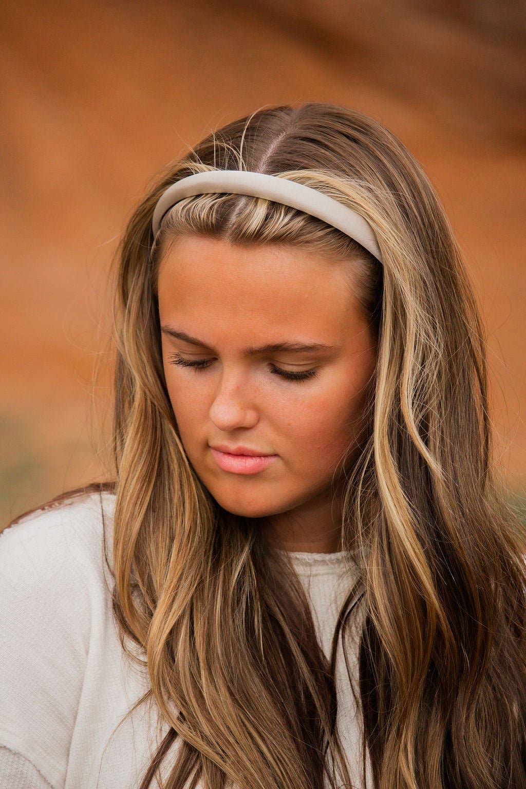 Thin Satin Headband: Brown