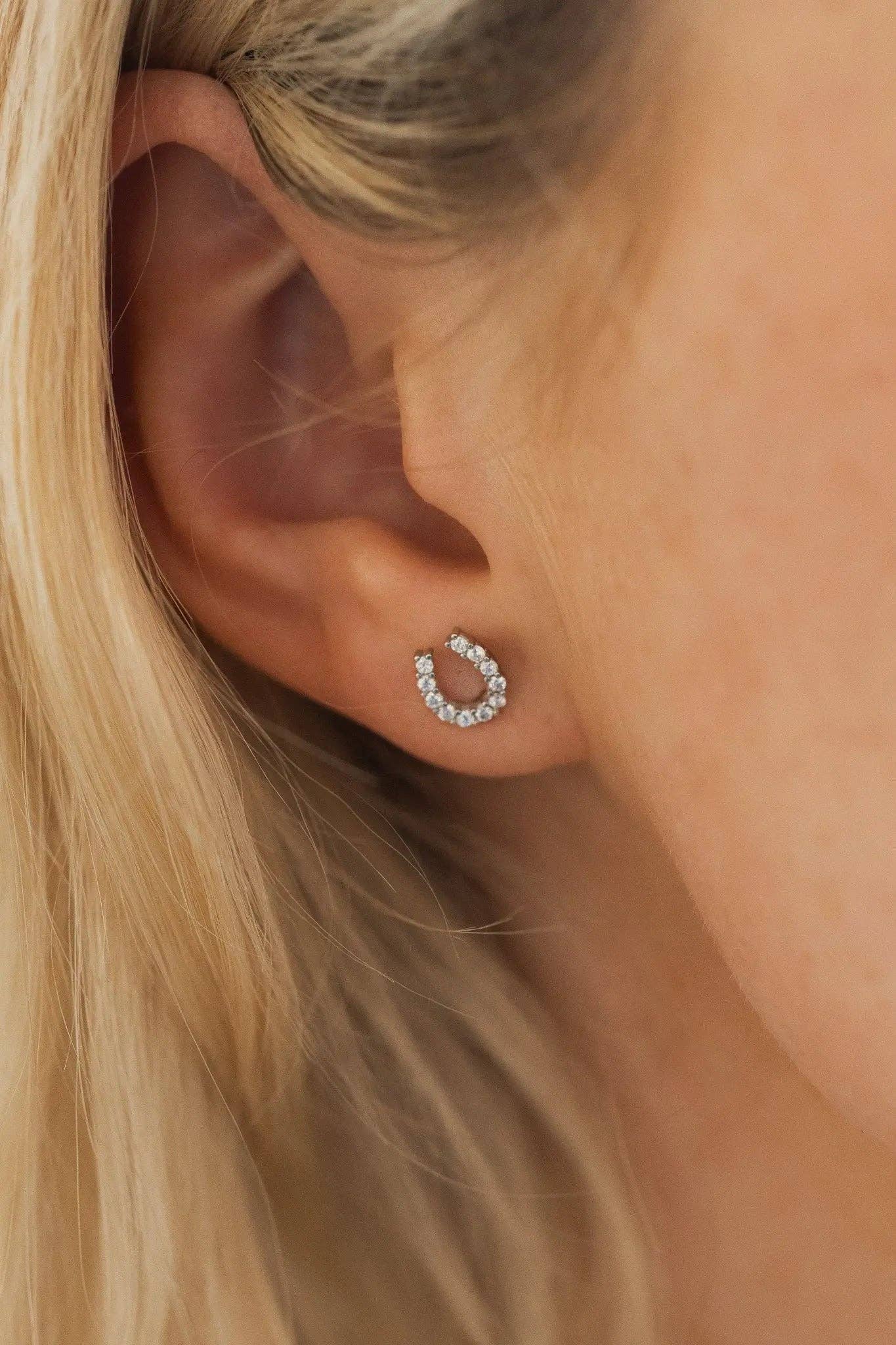 Luxe Horseshoe Earrings: Silver