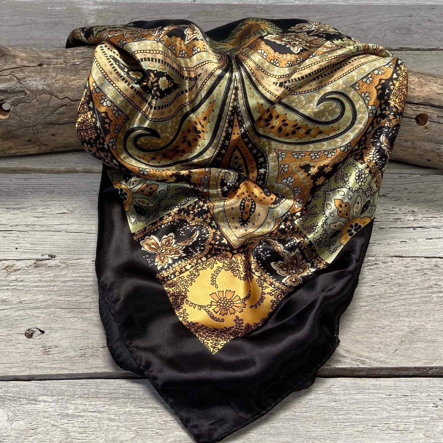 35X35" Golden Rod Paisley Wild Rag/Scarf