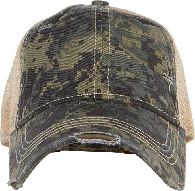 Distressed Trucker Hat - Digital Camo