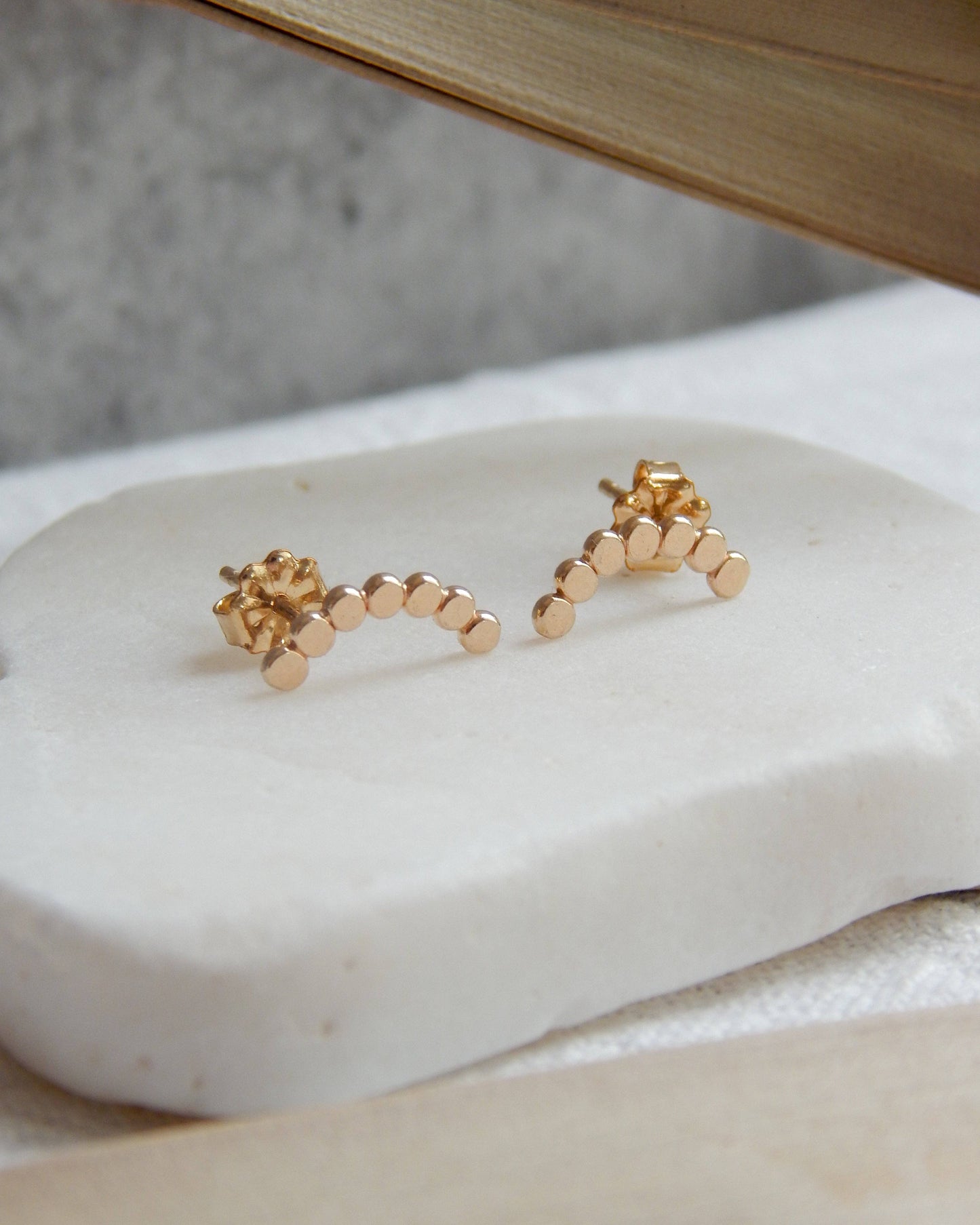 Dotted Arc Stud Earrings - 14k Gold Fill & Sterling Silver: Silver