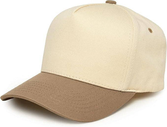Two Tone Vintage Snapback Hat - Khaki/Beige