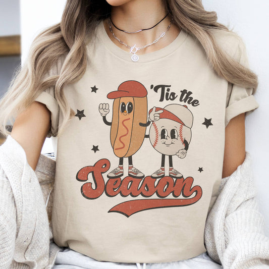 BRUINS Retro Baseball Hotdog Ballpark Vintage Sports Graphic Tee: Beige / Large