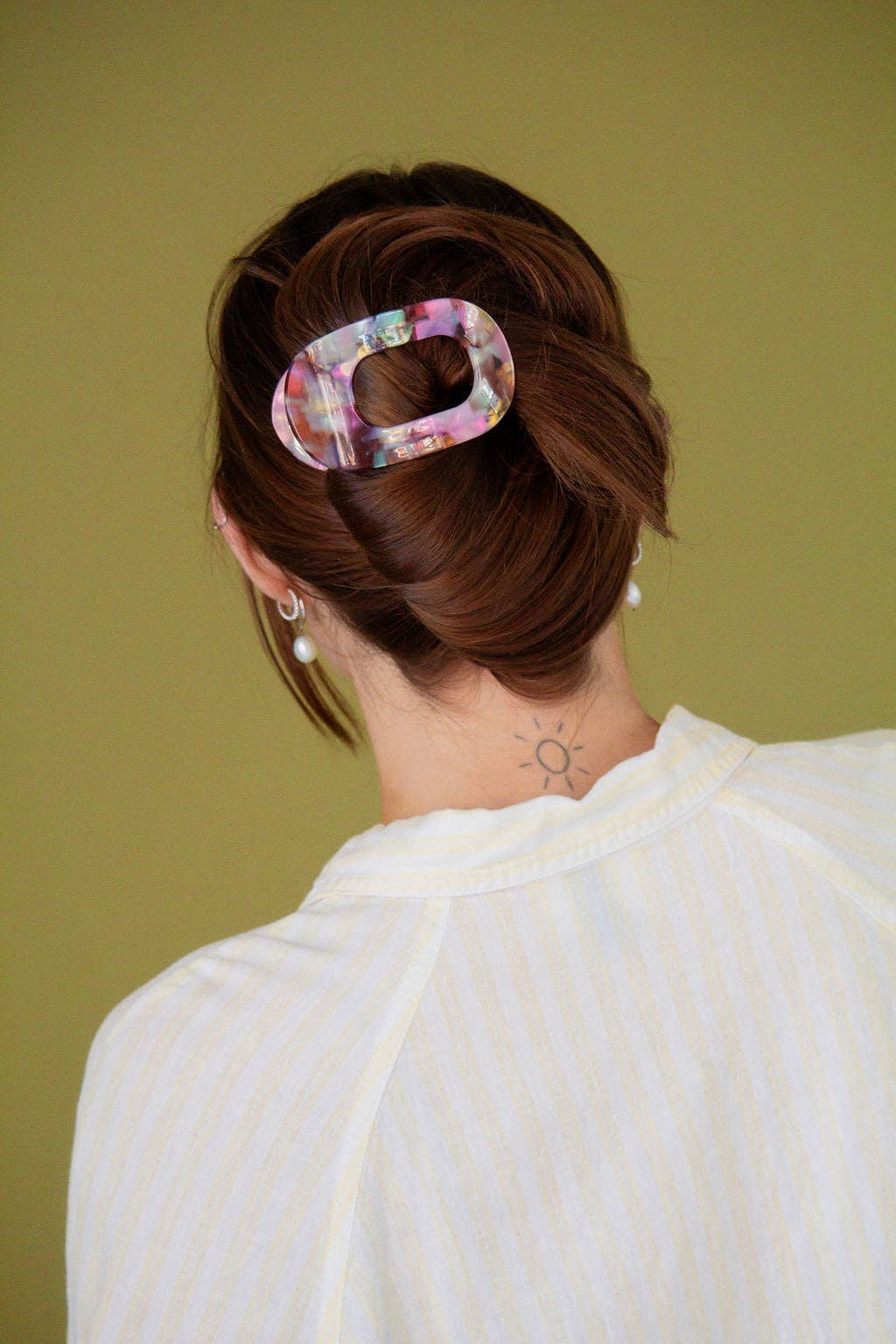 Acetate Circle Cutout Flat Claw Clips: Pink and Green