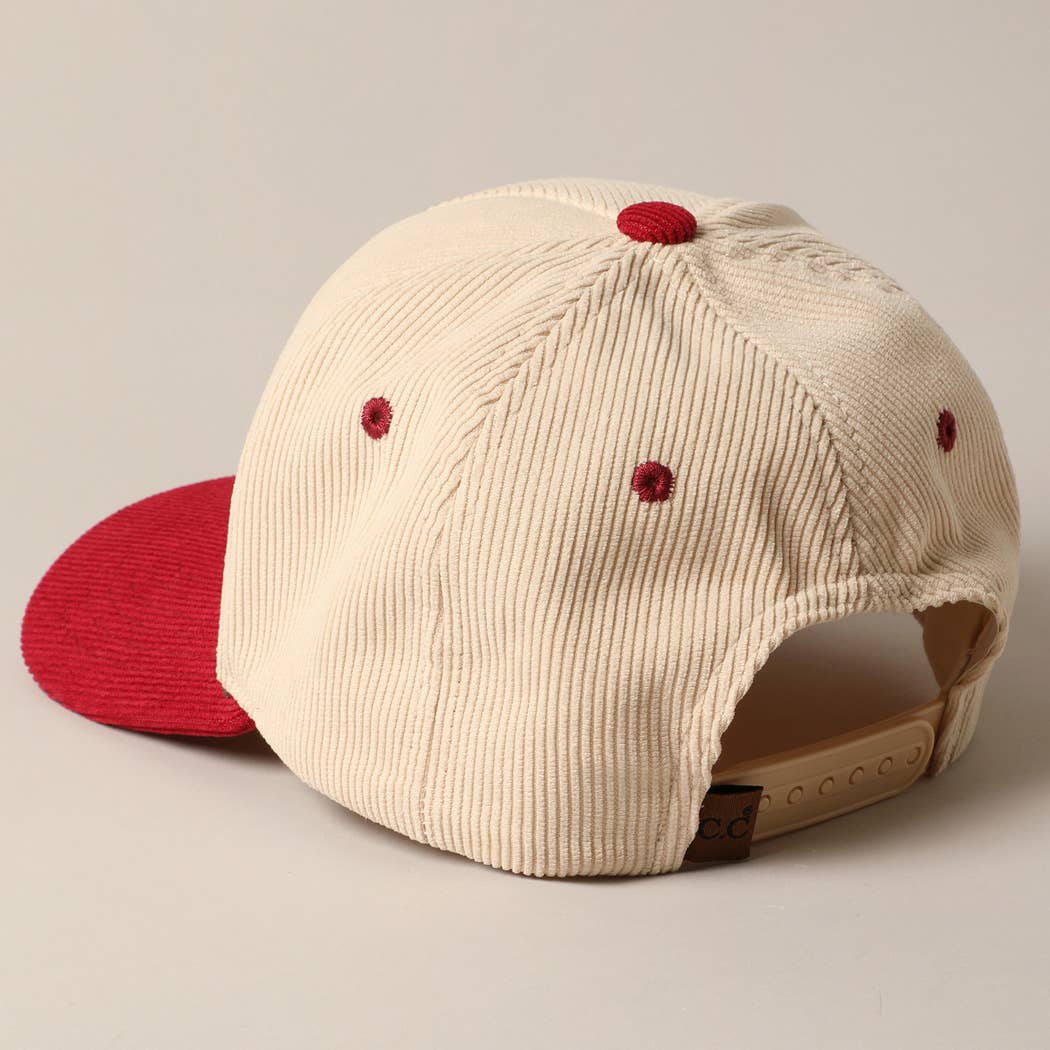 Game Day Corduroy Trucker Baseball Cap: Red