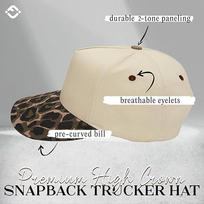 2-Tone Snapback Hat - Leopard/Beige