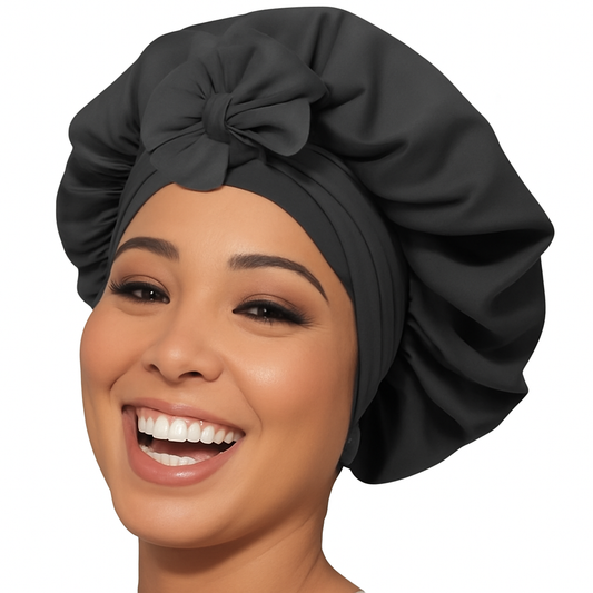 Satin Luxe Double-Lined Hair Bonnet: Black