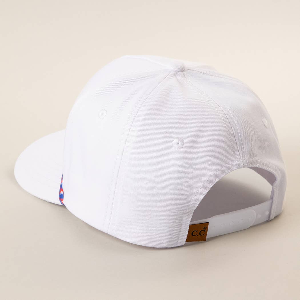 God's Country Embroidered USA Rope Trucker Hat: WHITE-RED / ONE SIZE