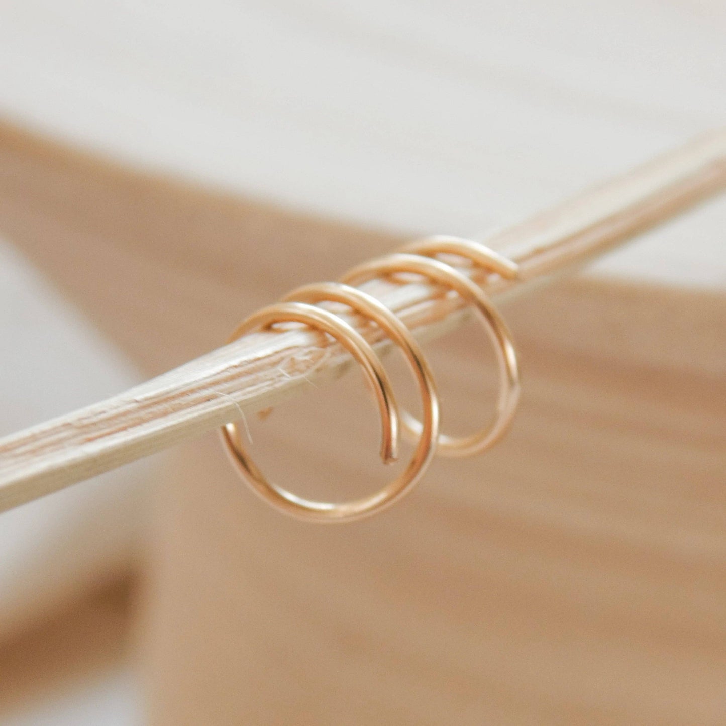 Twist-In Double Huggie Hoop Earrings - Hypoallergenic: Gold