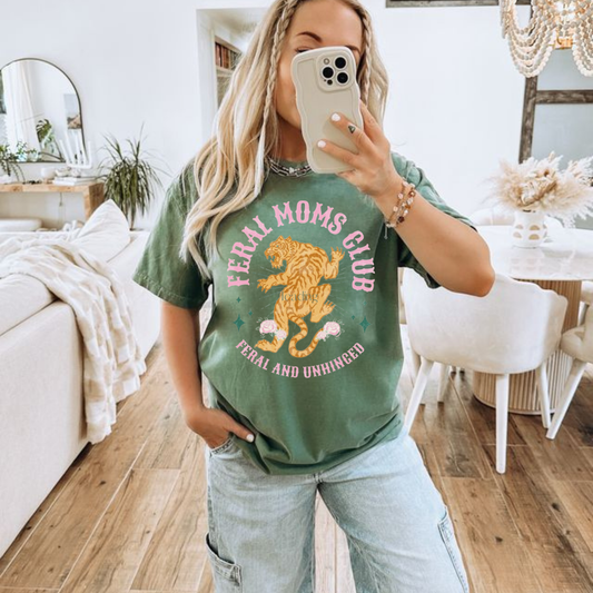 BRUINS Feral Moms Club T Shirt: Light Green / L
